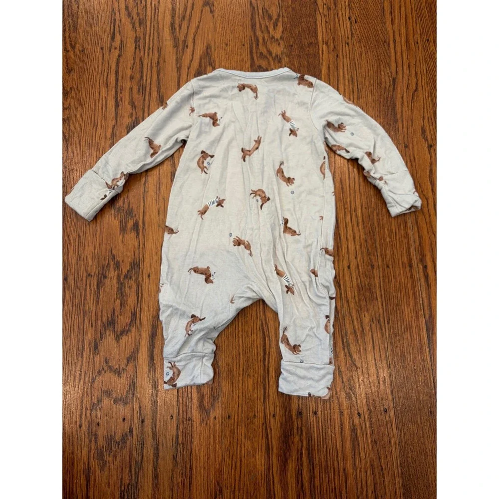 Modern Moments by Gerber Baby Boy Blue Dachshund Dog Print Zip Sleeper 0-3M